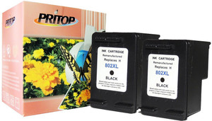 Pritop Pritop 802XL Black inkjet cartridge combo pack of 2 for HP Deskjet 1000 (J110a) 1050 2000 (J210a) 2050 1050A 2050A 3000 3050 1010, 1510 Office jet 2620 4630. … Single Color Ink