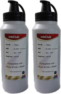 Inkclub Compatible Ricoh Powder Bottle For Sp100/SP200/SP300 Printer- 100 Grams(pack of 2 bottles) Single Color Toner