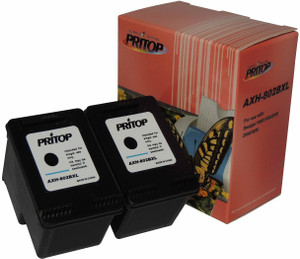Pritop 802 XL Two Black Ink cartridge for CH563Z for HP Deskjet 1000 (J110a) 1050 2000 (J210a) 2050 1050A 2050A 3000 3050 1010, 1510 Office jet 2620 4630 printer Single Color Ink