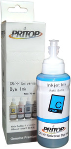 Pritop Universal Cyan Refill Ink 70ml for all Canon/ HP ink cartridge with syringe and needle Single Color Ink