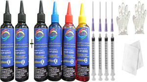 Gocolor HP Premium Quality Inkjet Compatible Ink 100 ML X 4 Colour & 2 Black Extra with syringe and needle Multi Color Ink