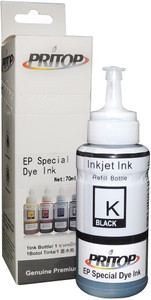 Pritop Black Refill Ink 70ml bottle for Epson L/ R/ XP Printer series with syringe and needle Single Color Ink