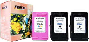 Pritop 802XL ink cartridge for for HP Deskjet 1000 (J110a) 1050 2000 (J210a) 2050 1050A 2050A 3000 3050 3510 3512 1010, 1510 Office jet 2620 4630 Multi Color Ink