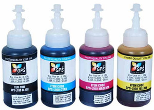 GPS Compatible Refill Ink Bottel For Epson L100,L110,L200,L210,L300,L350,L355,L550,L555 Ink Bottles Set of 4 Multi Color Ink