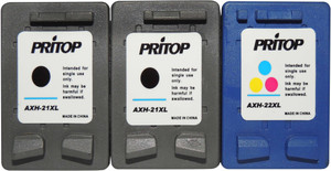 PRITOP 21-22XL Combo pack of Two Black & One Color inkjet Cartridges for HP Deskjet D1360, D1460, D1550, D1560, D2360, D2460, 3920, 3940, F370, All-in-One Multi Color Ink