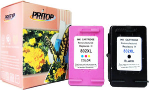 Pritop 802XL ink cartridge for HP Deskjet 1000 (J110a) 1050 1051 1055 2000 (J210a) 2050 1050A 2050A 3000 3050 3055A 3510 3512 1010, 1510 Office jet 2620 4630 Multi Color Ink