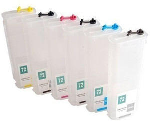 Dubaria Empty Refillable Cartridge For HP HP T 690 / T 1100 / T 1200 / 1300 / 2300 Printers Compatible With HP 72 All Six Colors Multi Color Ink