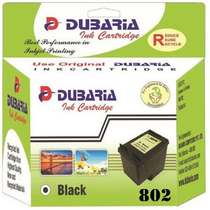 Dubaria 802 Black Ink Cartridge Compatible For HP 802 Black Ink Cartridge For Use In HP DeskJet 1000 Series - J110, 1050 All-in-One Series - J410, 2000 Series - J210, 2050 All-in-One Series - J510, 3000 Series - J310, 3050 All-in-One Series - J610, Ink Advantage 2010 K010, Ink Advantage 2060 All-in-One K110 Single Color Ink