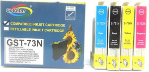Gocolor Compatible Cartridges 73N for All Epson Printer TX210/T13/TX121 Other Printer etc ( One Time Use ) Multi Color Ink