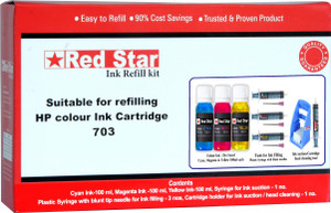 Red Star ink refill kit for HP 703 cartridge Multi Color Ink