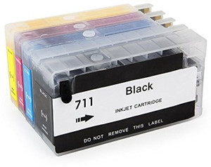 Dubaria Empty Refillable Cartridge For HP T 120 / 520 / 920 Printers Compatible With HP 711 All Four Colors Multi Color Ink