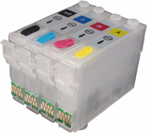 Dubaria Refillable Ink Cartridges Compatible For Epson T190 - T1901, T1902, T1903, T1904 For Use In ME Series: ME 301, 303, 401, WORKFORCE Series: WF-2538, WF-2548 and WF-2528 Printers - Cyan, Magenta Yellow & Black Ink Cartridges Multi Color Ink