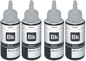 Dubaria Refill Ink For Use In Epson M100, M200 Printers - Black Refill Ink 100 ML Bottle - Pack of 4 Single Color Ink