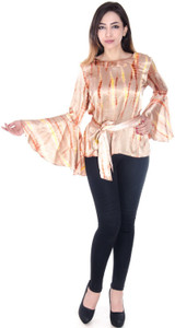 TEEJ Casual Bell Sleeve Printed Women's Multicolor Top