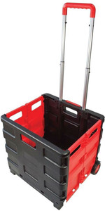 Shrih Red And Black Foldable Shopping Plastic Kitchen Trolley