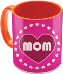 sky trends mother's day gift for mom printed orange ceramic coffee 350 ml ceramic mug(350 ml)