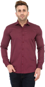 Being Fab Men's Polka Print Casual Maroon Shirt