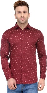 Being Fab Men's Geometric Print Casual Red Shirt
