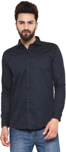 Being Fab Men's Polka Print Casual Dark Blue Shirt