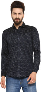 Being Fab Men's Geometric Print Casual Blue Shirt