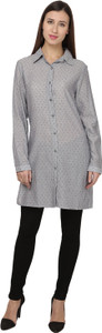 Eves Pret A Porter Women's Printed Casual Grey Shirt