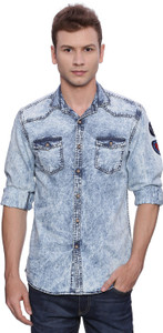 Bandit Men's Solid Casual Denim Blue Shirt