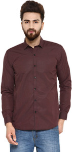 Being Fab Men's Self Design Casual Maroon Shirt