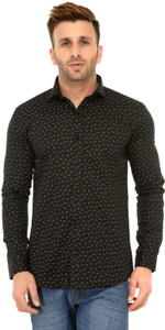 Being Fab Men's Geometric Print Casual Black Shirt