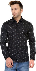 Being Fab Men's Geometric Print Casual Black Shirt