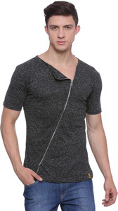 Campus Sutra Solid Men Scoop Neck Black T-Shirt