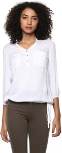 Harpa Casual 3/4th Sleeve Solid Women's White Top