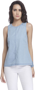 Vero Moda Casual Sleeveless Solid Women's Blue Top