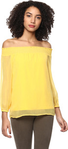 Harpa Casual Full Sleeve Solid Women's Yellow Top