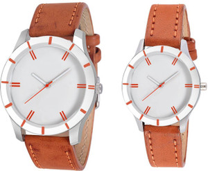 Keepkart White Dial Brown Leather Strap 0069 Watch - For Men & Women
