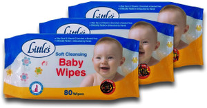 Little's Soft Cleansing Baby Wipes (Pack of 3, 80 Wipes)