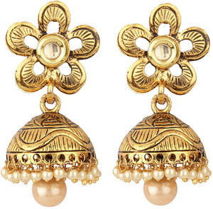 Jewels Gold Cubic Zirconia Alloy Jhumki Earring