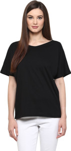 Harpa Casual Short Sleeve Solid Women's Black Top