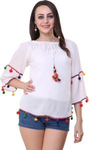 Myshka Casual 3/4th Sleeve Solid Women's Multicolor Top