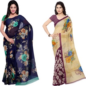 anand sarees printed fashion georgette saree(pack of 2, multicolor) COMBO_1052_1_2942_2