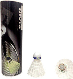 Nivia Shuttlecock Nylon Shuttle - White, Yellow