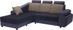 Wood Pecker Solid Wood Sectional Crash Black Sofa Set
