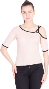 khhalisi Casual Short Sleeve Solid Women's Pink Top