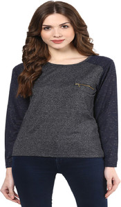 Avoir Envie Casual Full Sleeve Solid Women's Black Top