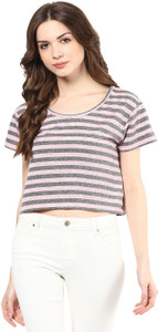 Avoir Envie Casual 3/4th Sleeve Striped Women's Pink Top