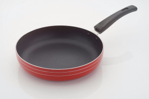 Classic Fry Pan 240 mm with Steel Top Cover(Lid) - Aluminium (Red/Black, Pack of 1) Pan 24 cm diameter