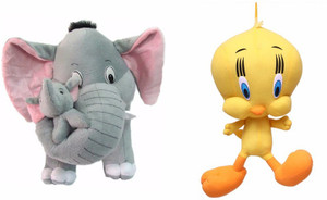 Pari Multi-color Soft Elephant (35 Cm) And Tweety (30 Cm) - 30 cm