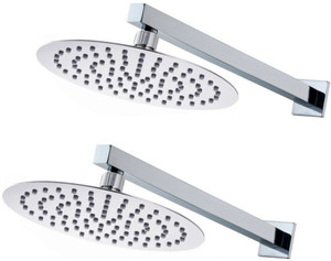 Mily 4x4 Ultra Slim Round Rain Shower Head with 9inch Arm -Pack of 2 Shower Head