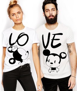 IZZARD Printed Men & Women Round Neck White T-Shirt