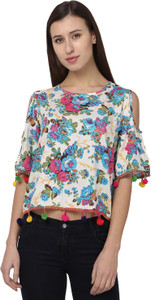 Naisha Casual Shoulder Strap Floral Print Women Multicolor Top