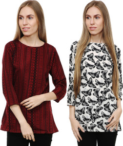 Myshka Casual 3/4th Sleeve Printed Women's Multicolor Top